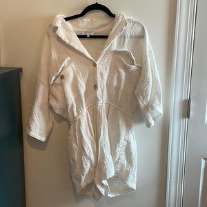 Sabo Skirt White Linen Utility Romper